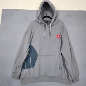 The North Face Hoodie Mens 2XL Gray Pullover Fleece Kangaroo Logo Back Graphic